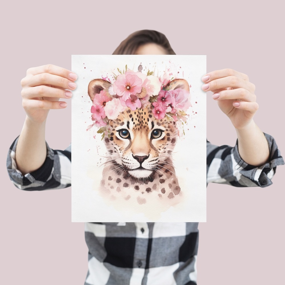 Watercolor Leopard Portrait Wall Art Illustration Print Poster Unframed - Picture 4 of 6